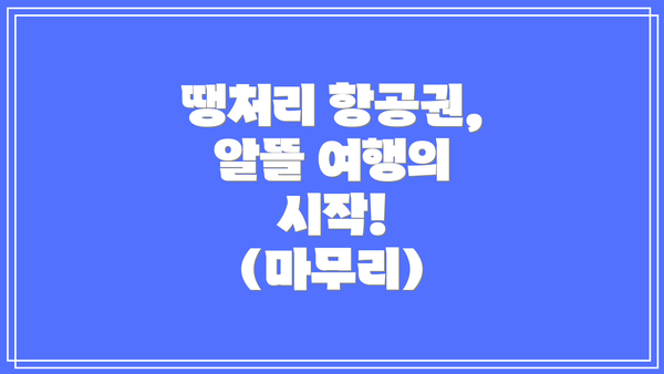 땡처리 항공권, 알뜰 여행의 시작! (마무리)