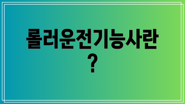 롤러운전기능사란?
