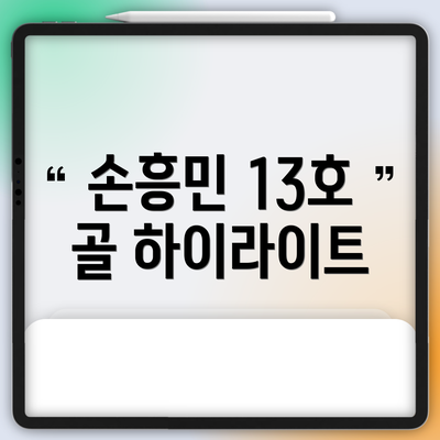 손흥민 13호 골 하이라이트