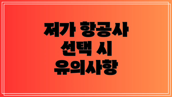 저가 항공사 선택 시 유의사항