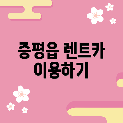 증평읍 렌트카 이용하기